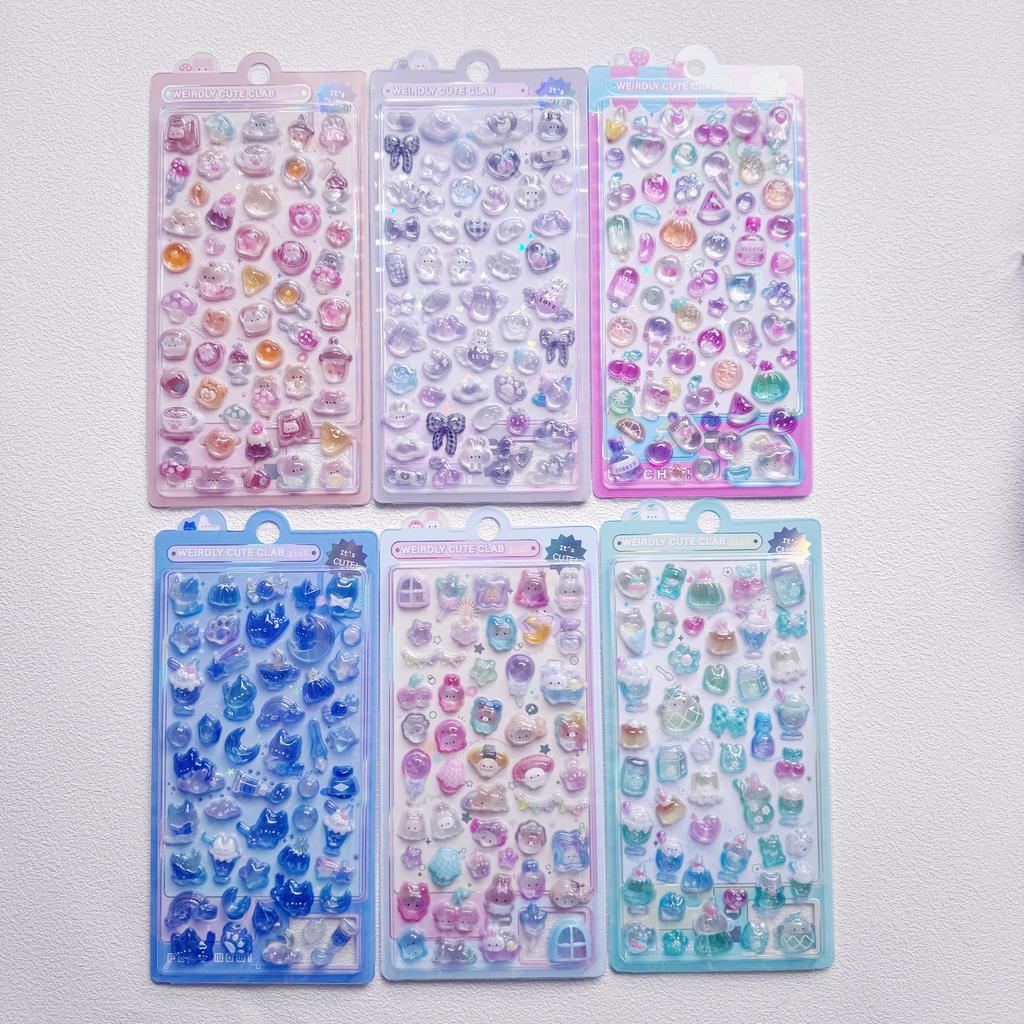 1 шт./4 шт. Мини-наклейки с 3D-рельефом в японском мультяшном стиле со сладкими животными для скрапбукинга, DIY-журнала, милые канцелярские наклейки для школы