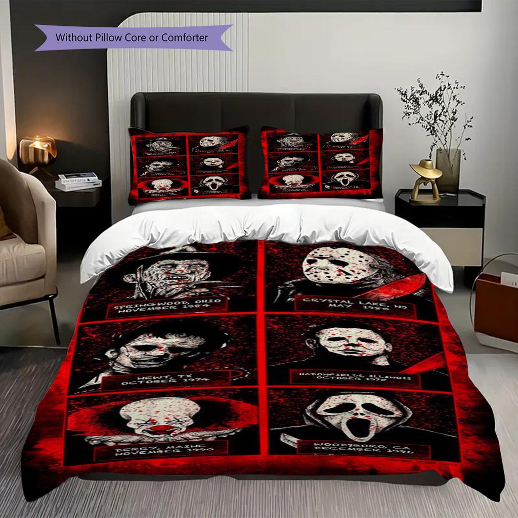 Horror Icons Thriller'S Guide Iconic Killers Threepiece Set 1 Duvet Cover 2 Pillowcase Without Core Bedding Set Soft And Comfortable