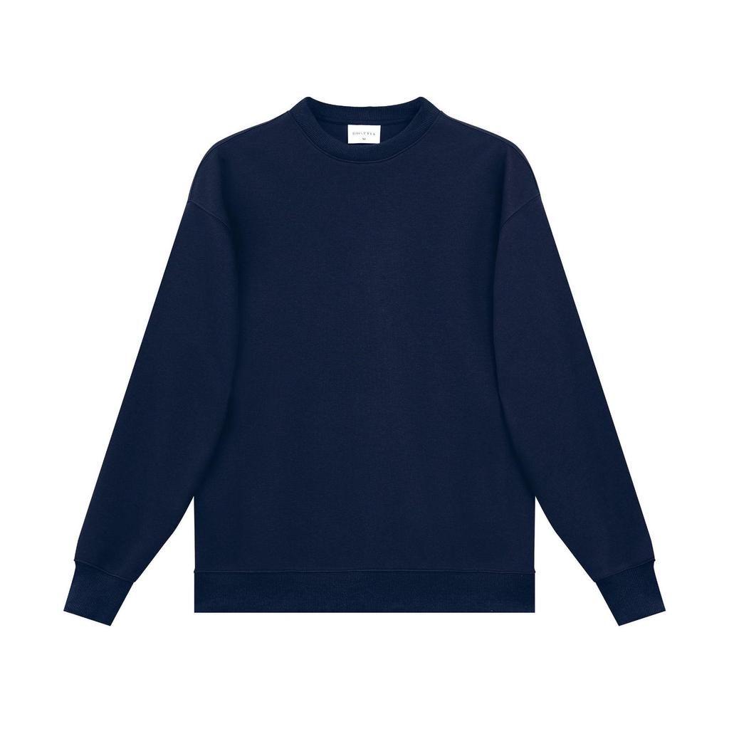 Women's Oversize American Retro Heavyweight Sweatshirt - Solid Color, Round Neck, Autumn/Winter Style