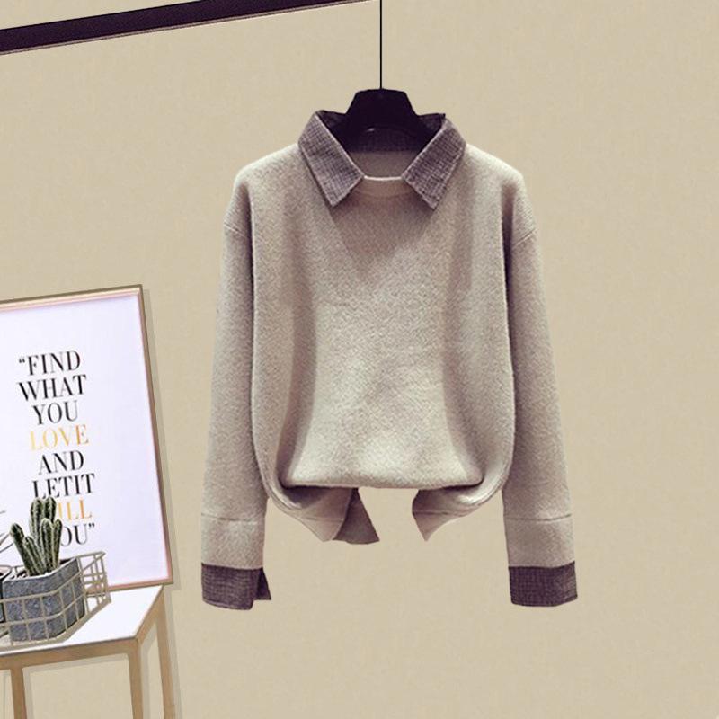 2023 Высококачественный женский комплект из трикотажного свитера и юбки А-силуэта из шерстяной смеси