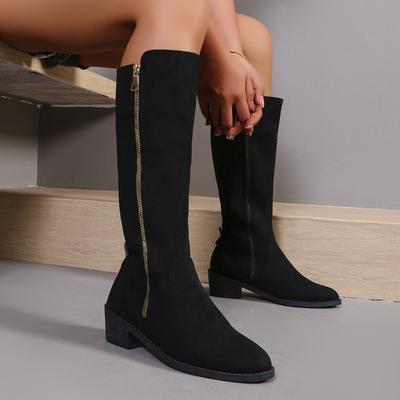 Модные трендовые ботинки с высоким верхом 2024 Осень Новинка Дизайн с леопардовым принтом Повседневные Противоскользящие и Износостойкие Ботинки с высоким голенищем Женские Большого размера