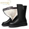 Women Boots Large Size Non-Slip Genuine Leather Women Half Boots Natural Wool Winter MomWomen Half Boots