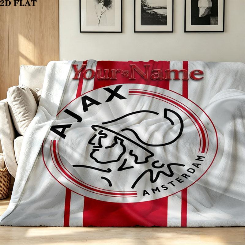 1PC AFC Ajax Custom Name Patterned Flannel Blanket Suitable For All Seasons for Home Decor Warmth and Comfort Gifts Holiday Present