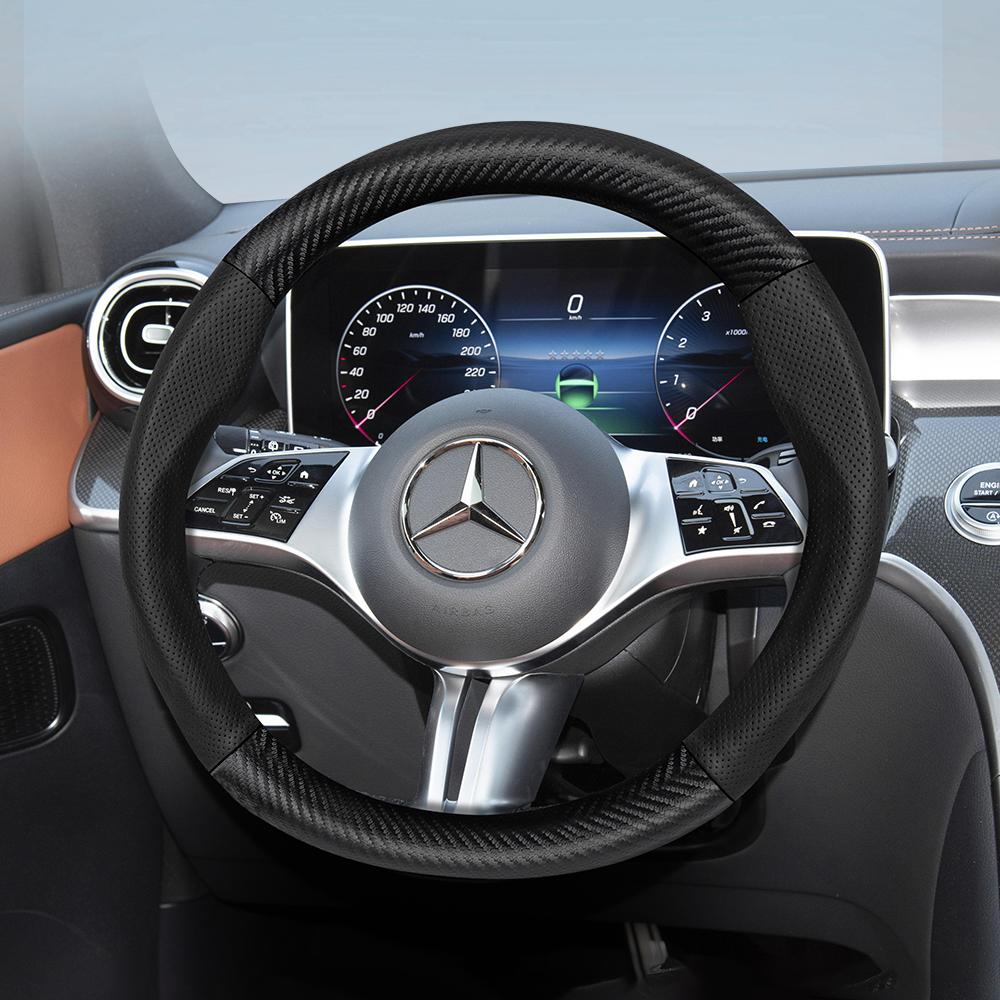 ATOW5 Suitable for Mercedes-Benz Breathable Leather Matte Carbon Fiber Texture Steering Wheel Cover Suitable for E Class S C a Glc Suv Eqc