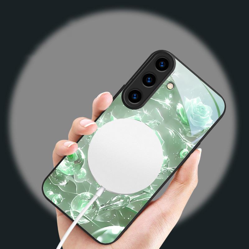 Розы цвета ледяного кристалла Для Samsung Galaxy S26 Ultra S20 FE S21 S22+ S23 Plus S24 Ultra 25 Edge Для Magsafe Стеклянный чехол для телефона