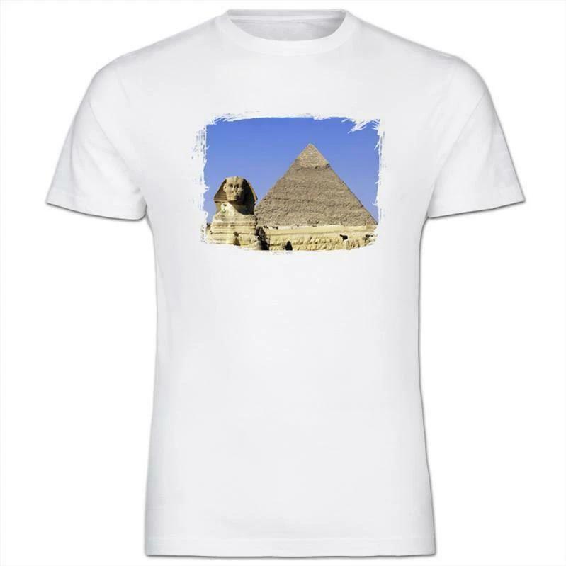 Egyptian Pyramid & Sphinx At Giza Egypt Mens Cotton T-Shirt