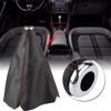 Bright Black Pu Leather Gear Knob Cover Red Stitch Gear Gaiter Boot Cover