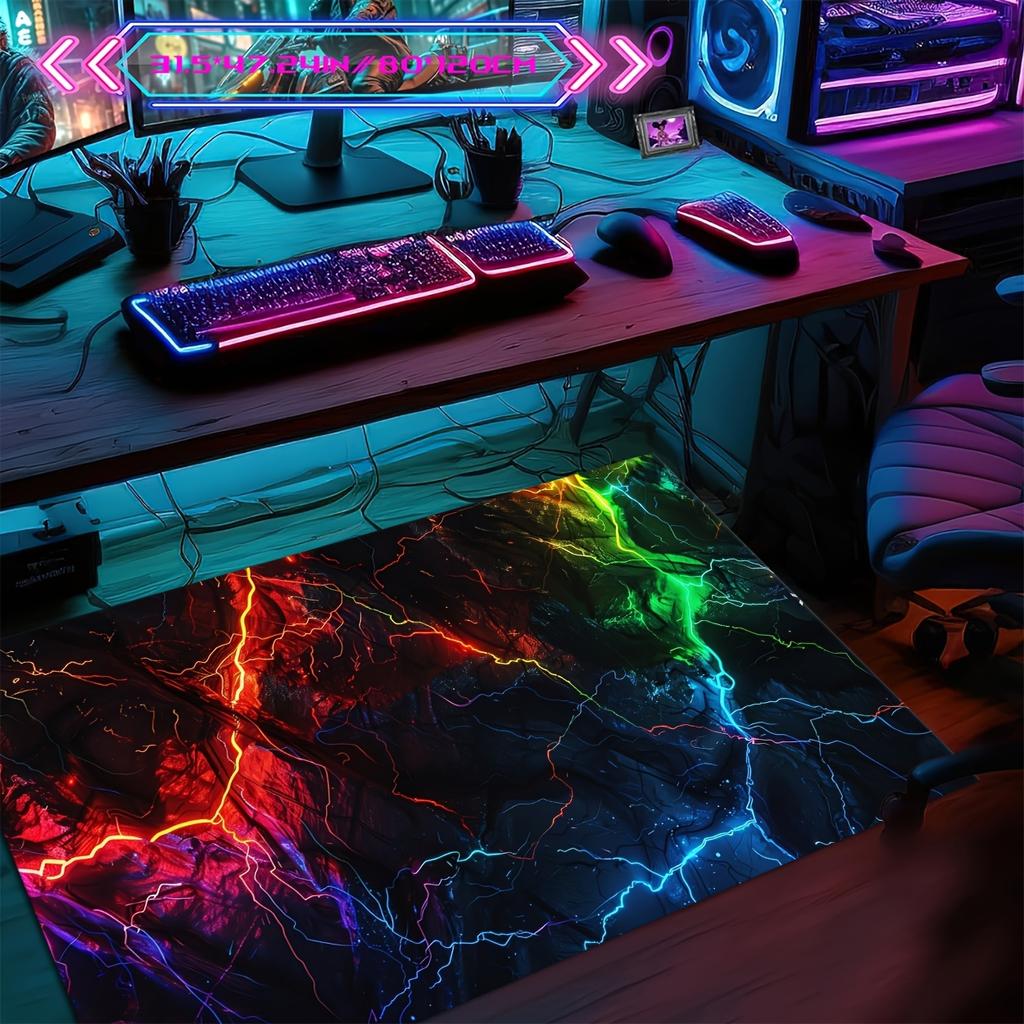 Bold Colorful Lightning Bolt Area Rug – Large Indoor Carpet for Bedroom Living Room Home Decor