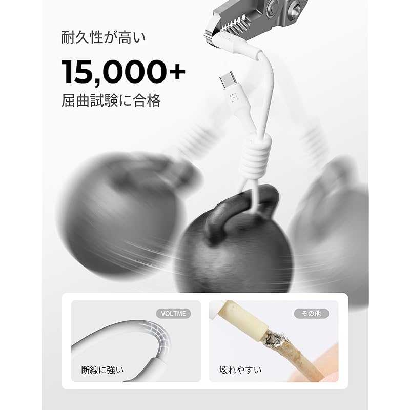 Кабель VOLTME USB Type C 60 Вт/3 А Поддерживает быструю зарядку PD/QC для предотвращения отключения передачи данных типа C iPhone 15, MacBook Совместимо с