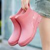 Rain Shoes Women's Fashion Outer Wear Summer Outer Wear Short Rubber Shoes Velvet Waterproof Rubber Shoes Girls Wear-resistant Rain Boots