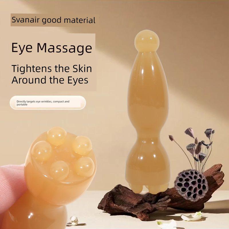 Zhuque Sanzhe Small Lotus Pod Eye Massager, Goat Horn Brass Roller Acupoint Pen, Facial Beauty Tool, Tendon Stretcher Stick