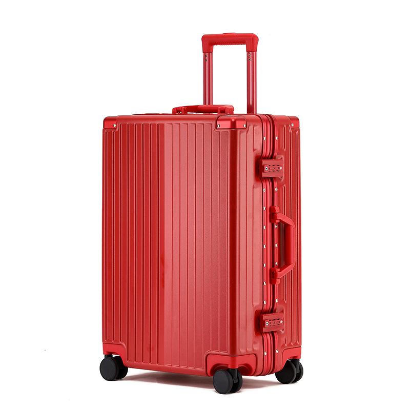 24-Inch Trendy Aluminum Frame Suitcase with Universal Wheels & Password Lock for Students