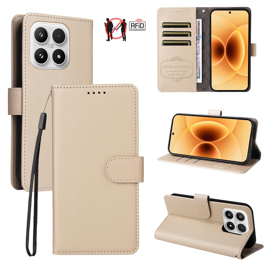For iPhone 17 Pro Max Case Card Holder Kickstand Leather + TPU Phone Cover with Ring Holder