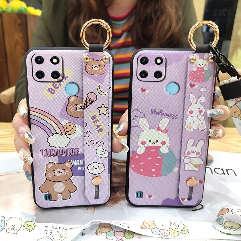 Fashion Design Dirt-resistant Phone Case For OPPO Realme C21Y/C25Y Wristband Soft Case Waterproof Anti-dust Back Cover