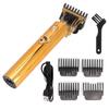 Electric Hair Clipper Beard Trimmer Cordless T Blade Edger 4 Guide Combs Stainless Steel Blades Golden for Men