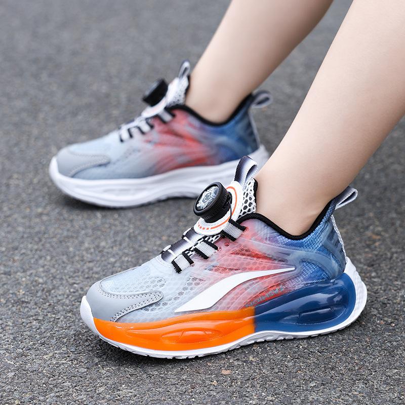 Children's Breathable Mesh Single Mesh Sports Classmates Boys 2025 Spring and Autumn New Non-slip Rotating Button Children's Shoes