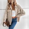 Women's Fashion Casual Autumn Winter Stripe Print Long Sleeve POLO Neck Blouses & Shirts
