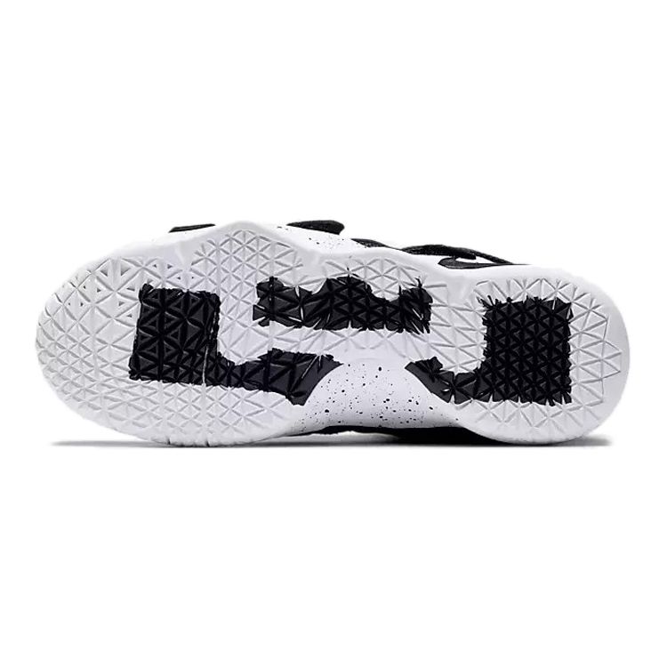 Nike Zoom Soldier 11 Круглый носок Плоская подошва Нескользящие Амортизация Высокий верх Детские баскетбольные кроссовки Детские баскетбольные кроссовки Черные Белые AJ6985-002
