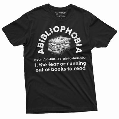 Футболка для книголюба Абиблиофобия страх закончиться книгам для чтения смешная футболка