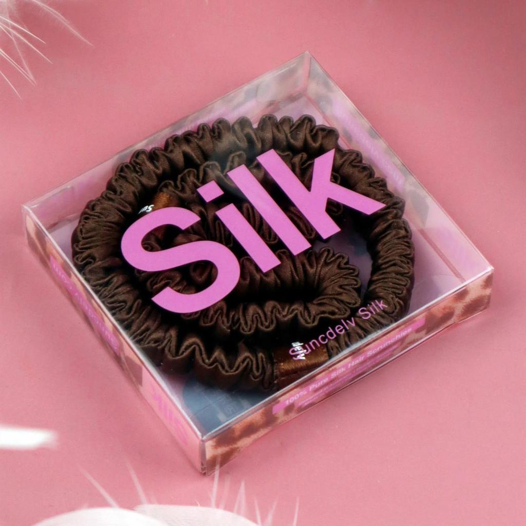 2PCS 100% Silk Hair Scrunchies For Women Girls High Quality Hair Ties HairBands Silk Suitable for Valentine's Day 22Momme Silk Hair Accessoires