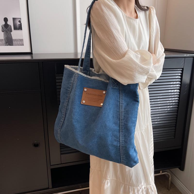 Джинсовая сумка Женская сумка через плечо Большая вместительная сумка