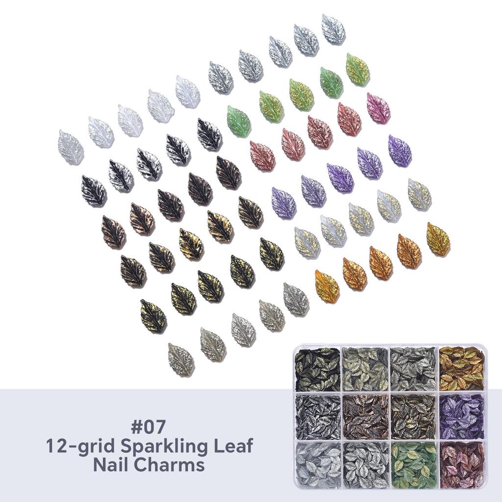 1BOX Colorful Nail Charms 3D Flower Bowknot Leaf Butterfly Mixed Nail Jewelry Kit DIY Nail Art Decoration Nails Accessories