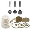 Kitchen Tool Set Frying Pan Frying Pan Set That Can Be Used As a Gas Stove Induction Oven Ivory [3-piece Included] Set, 12-piece Plate, &