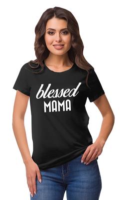 Футболка с круглым вырезом и принтом Blessed Mama, женская хлопковая футболка с коротким рукавом
