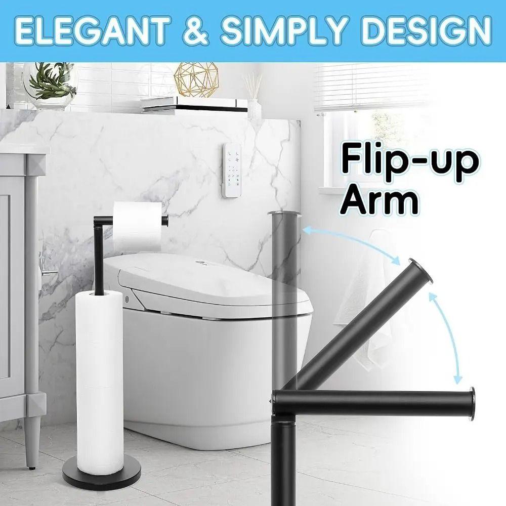 Non-slip Freestanding Toilet Paper Holder Single Pole Bathroom Tissue Rack Paper Storage