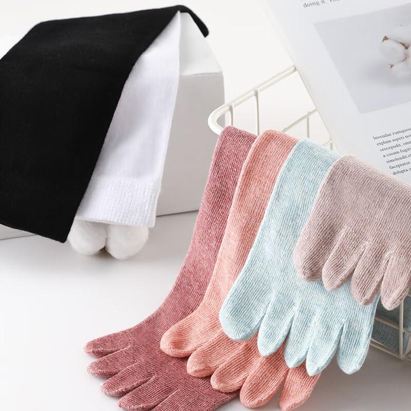 Women's Five-Toe Socks, Mid-Calf Cotton Socks for Spring And Summer, Sweat-Absorbing, Breathable, Separated Toe, Sports Casual Fashion Long Socks