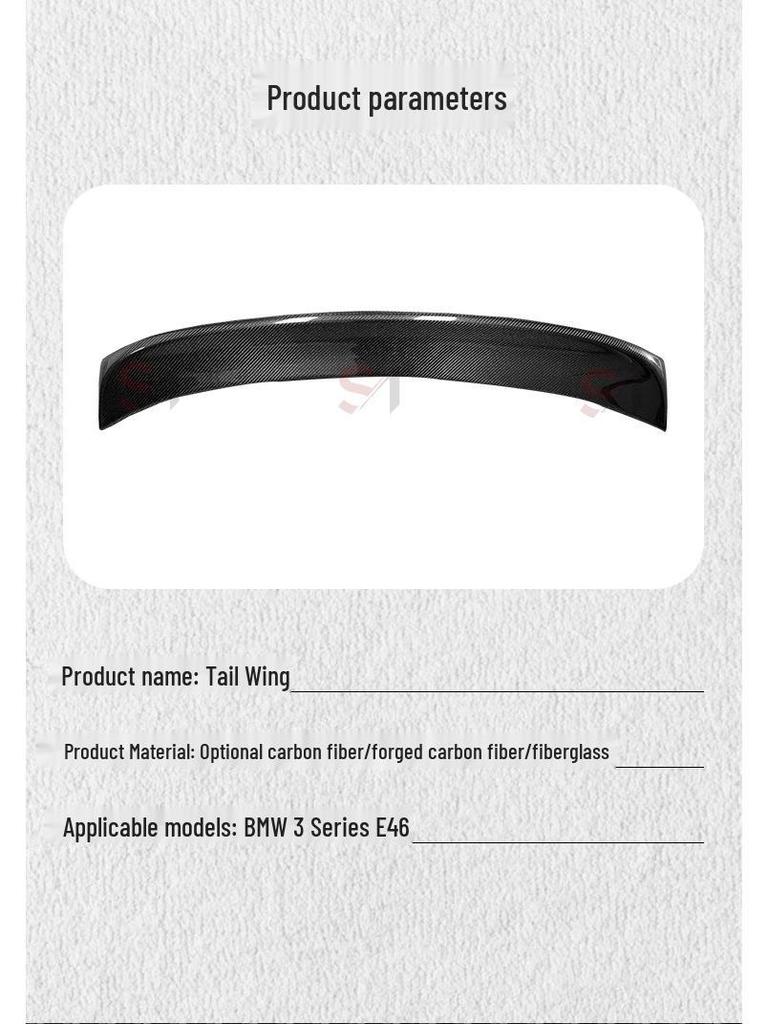 BMW 3 Series E46 No-Drill Carbon Fiber Ducktail Rear Spoiler Diffuser