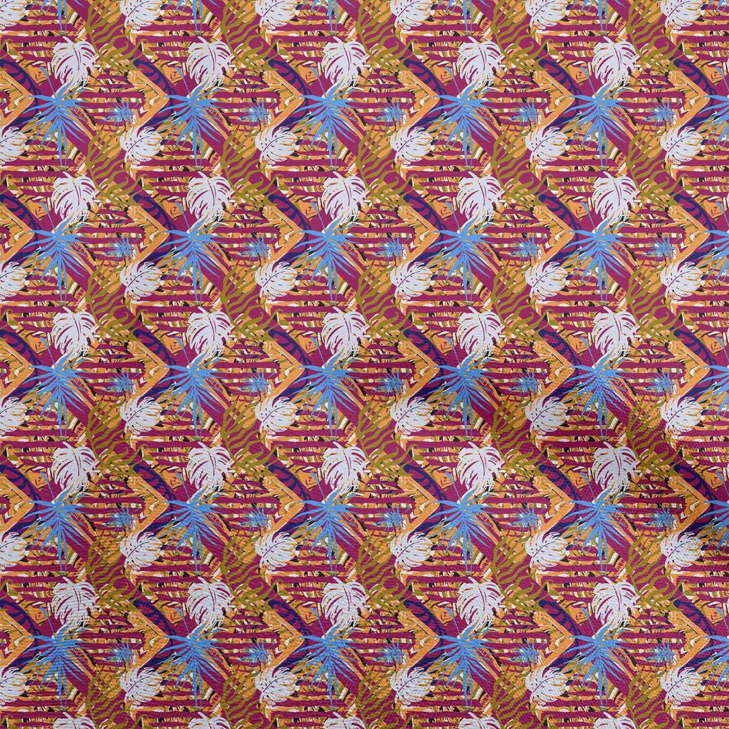 oneOone Cotton Flex Dark Magenta Fabric Tropical Dress Material Fabric Print Fabric By The Yard 40 Inch