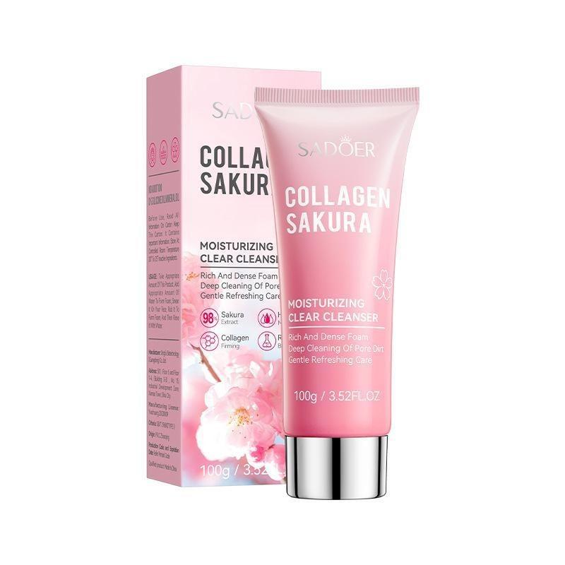 Sadoer Cherry Blossom Collagen Cleanser Глубоко очищающее очищающее средство для ухода за лицом