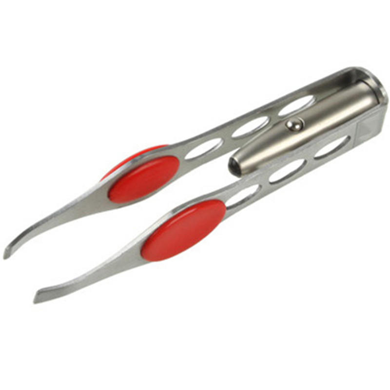 Stainless Steel Make Up Led Light Eyelash Eyebrow Hair Removal Lighted Tweezer