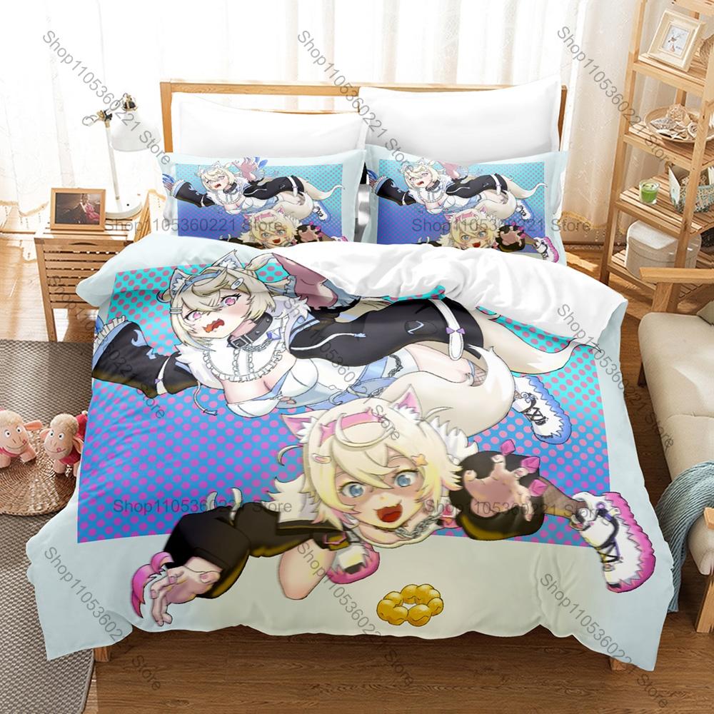 Cute Bau Bau Fuwamoco Bedding Set 3-Piece Kawaii Duvet Cover Set Bed Pillowcase For Bedroom All Season Anime Kawaii