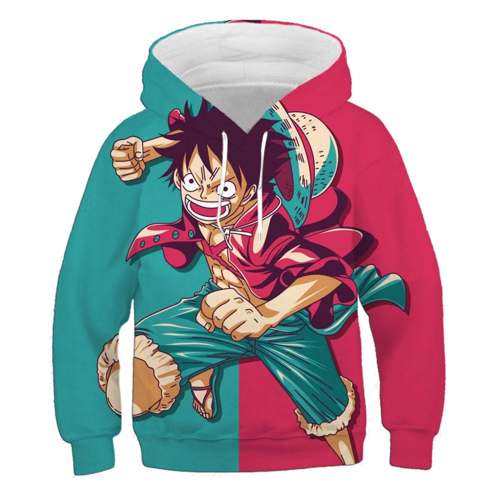 Худи 2025 Японское Аниме Ван Пис Новая Мода Повседневный Пуловер 3D Печать Детская Толстовка для Мальчиков и Девочек Уличный Пуловер Крутой Топ