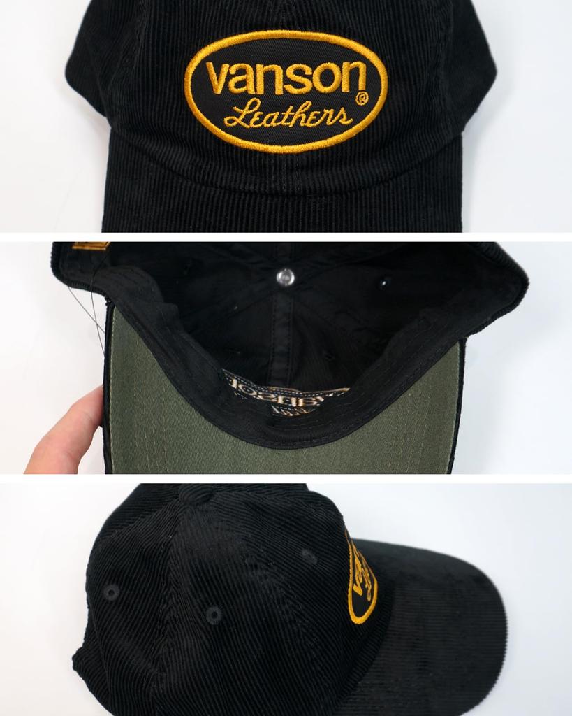 VANSON NVCP-2512 Oval Emblem Corduroy Cap, Black, Adjustable