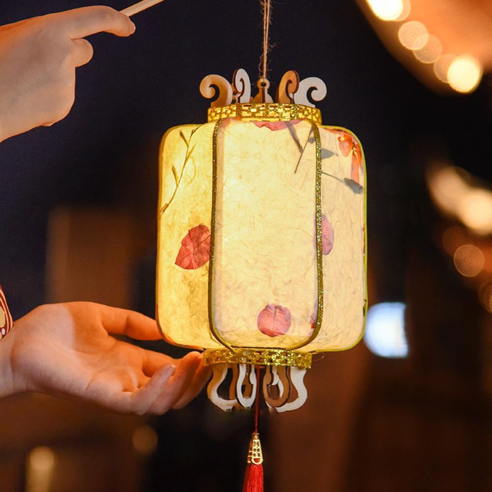 Handheld Mid-Autumn Festival Retro Lantern Glowing Kindergarten Lantern Material Kit Moon Festival
