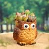 Cartoon Owl Planter Resin Animal Vase Pen Container  Green Plants Potted