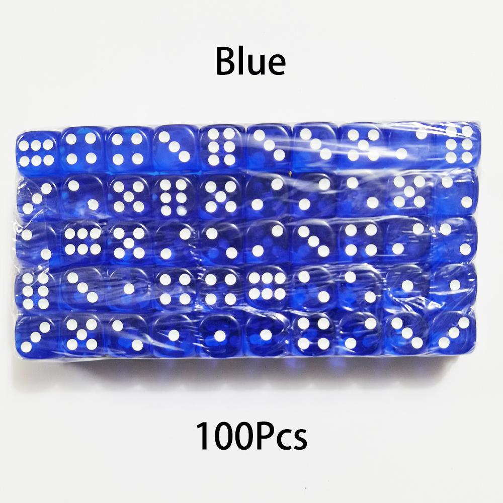 100Pcs/Set 6 Sided Dice 14Mm D6 16 Transparent Optional Color Acrylic Rounded Edges Dice For Table Board Games Party Dnd