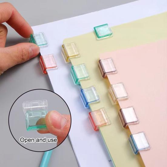 Clip-on Bookmarks Transparent Paper Clips with Push Mechanism Reusable File Fasteners