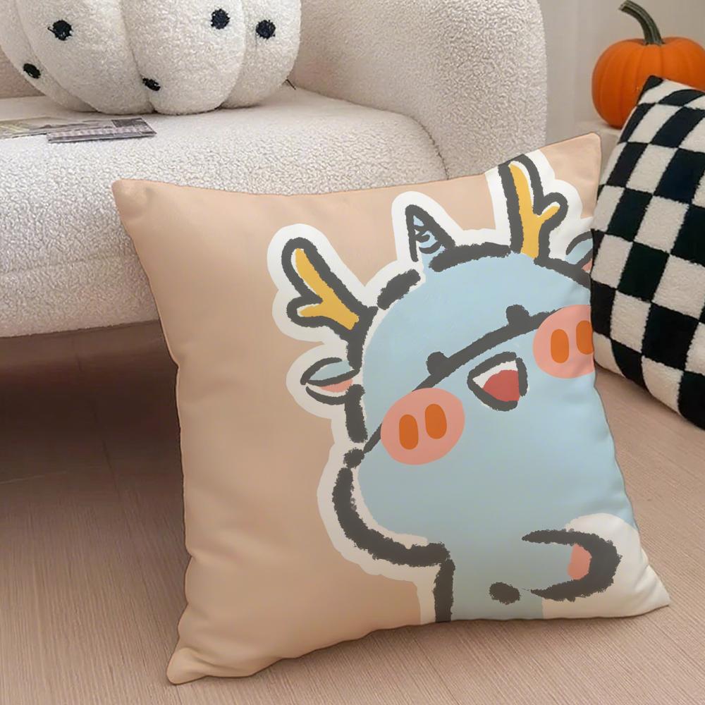 Cute Surprise Animals In The Twelve Zodiac Signs Cushion Cover Throw Pillow Cover Hidden Button Durable Polyester Chair Cushion