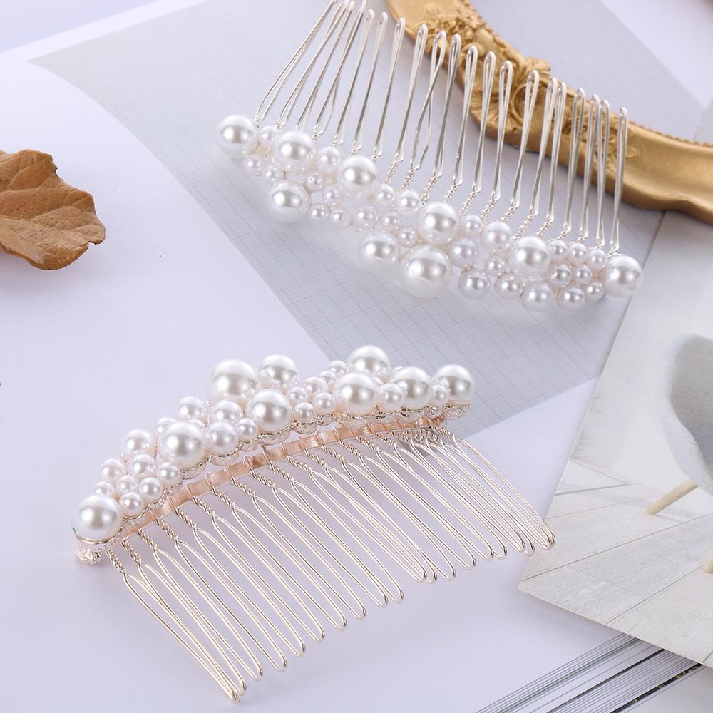 1 PC Women Handmade Hair Ornaments Haircomb Hairwear Bride Barrette Bridal Headpiece Pearl Hairpin