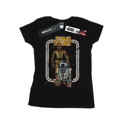 Женская/дамская футболка из хлопка R2-D2 и C-3PO в винтажном стиле