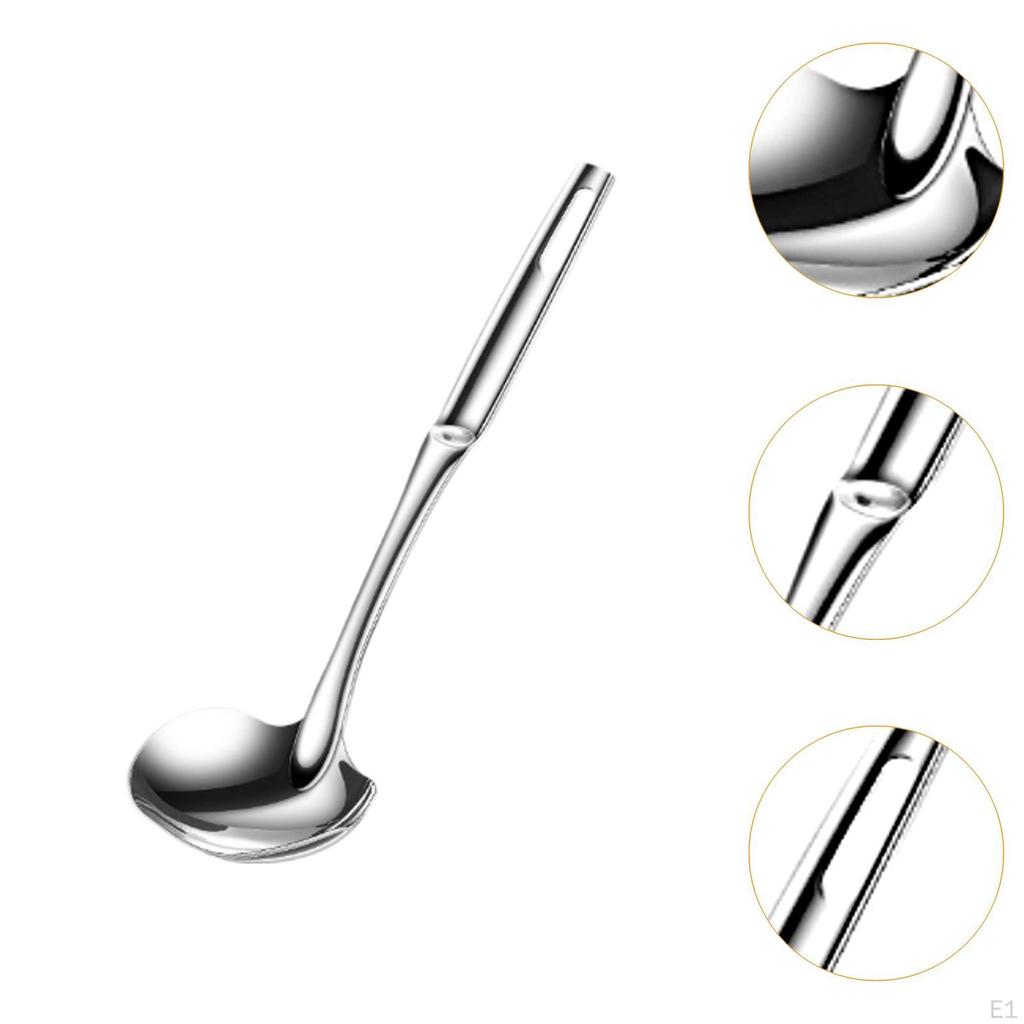 316 Stainless Steel Soup Spoon Cooking Utensil Hanging Holes Ergonomic Handle Serving