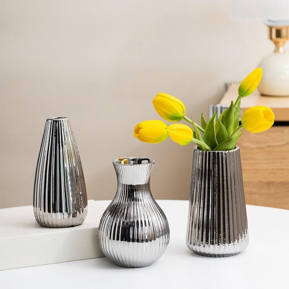 Floral Arrangement Flowerpot Minimalism Tabletop Decor Ceramic Electroplated Vase Home Decor