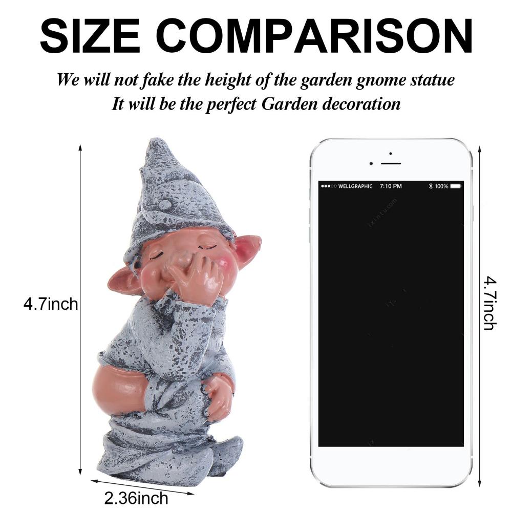 Grey Gag 4.7 Inch Dwarf Elf Figurines Gnome Statue Pooping Garden Tree Decoration