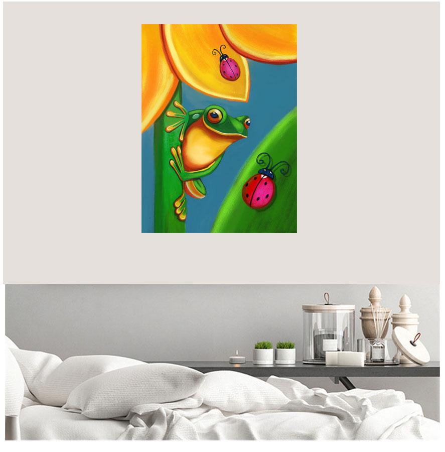 Квадратный/круглый 5D DIY Алмазная картина "Лягушка" Вышивка Иллюстрация Вышивка крестиком Мозаика Украшение дома