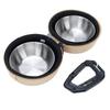 Stainless Steel Portable PET Bowl Set Green and Khaki Travel PET Feeder  PET Feeding