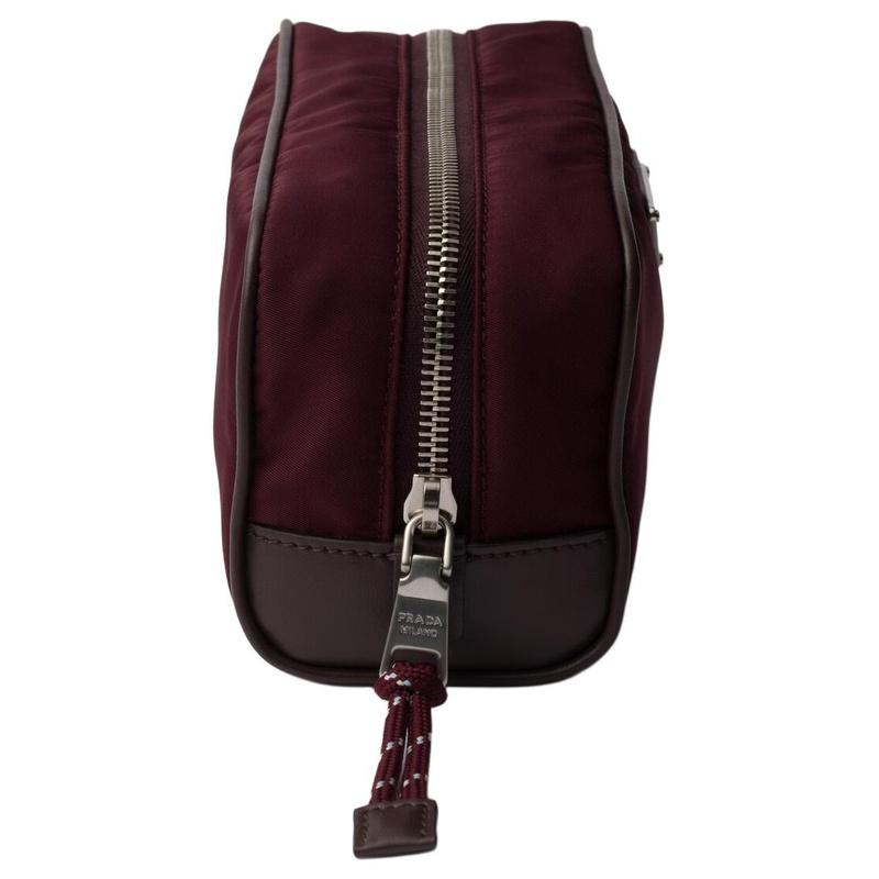 Prada Speedrock Enamel Metal Triangle Logo Nylon Clutch Men's Burgundy